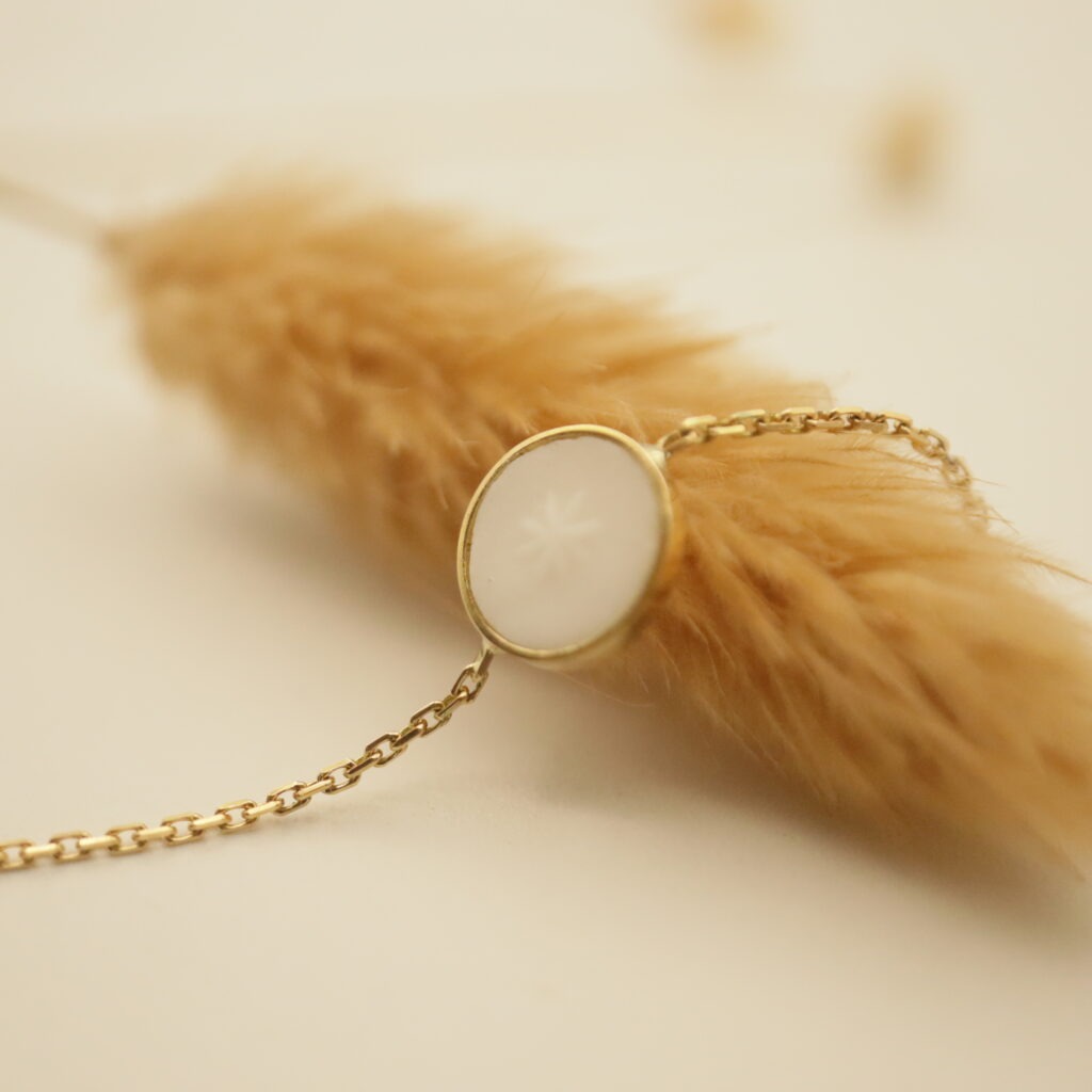 bracelet porcelaine biscuit étoile or 18 carats bijou fait main joaillerie lille bracelet porcelaine étoile bracelet fin or