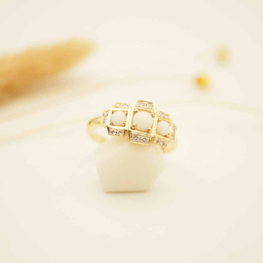 bague de fiançailles bague porcelaine diamants bague noces porcelaine bijou astrid C bague art déco cadeau 20 ans mariage cadeau de naissance