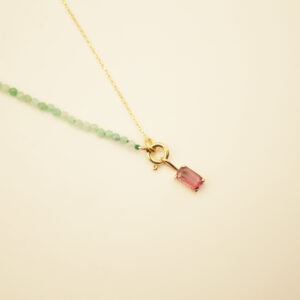 pendentif tourmaline or pendentif rose or pendentif cadeau naissance pendentif naissance fille pendentif tourmaline rose