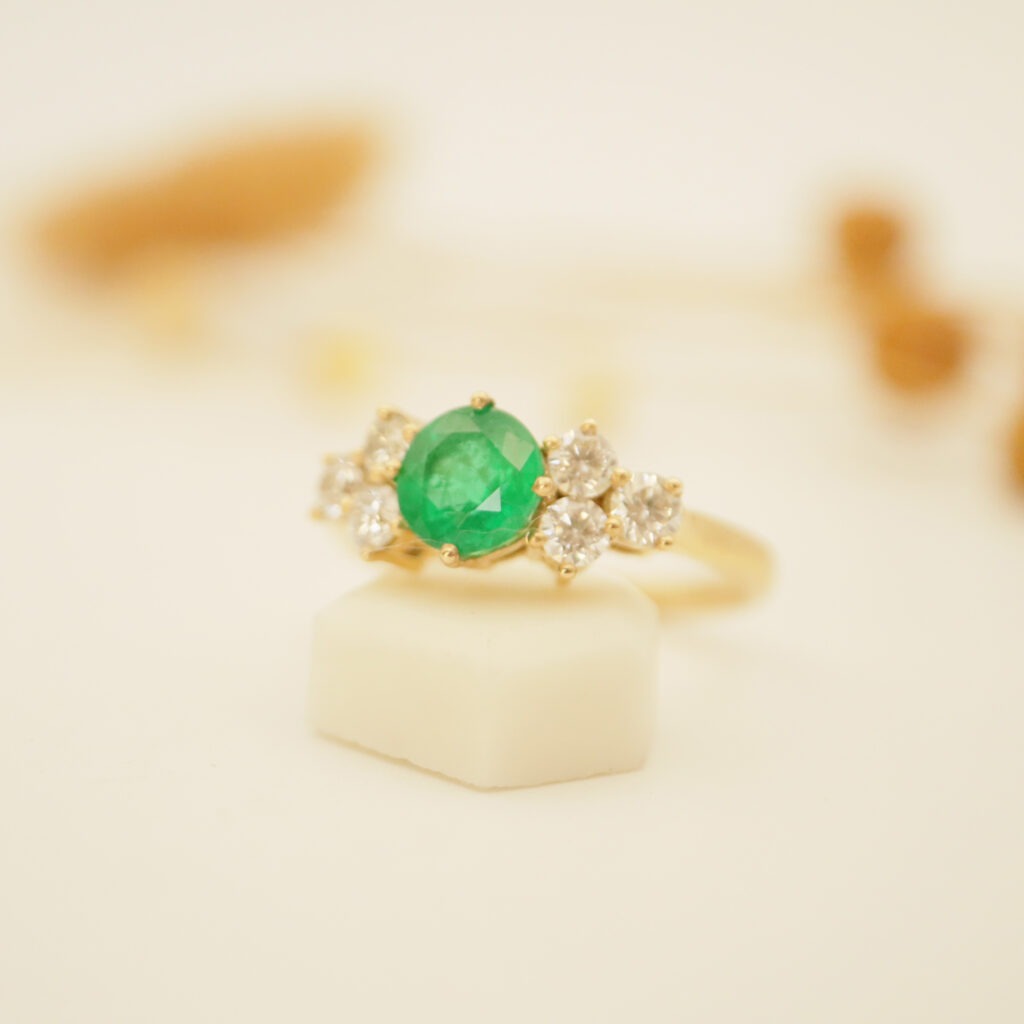 bague de fiançailles bague émeraude diamant bague fiançalles or bague de mariage bague sur-mesure