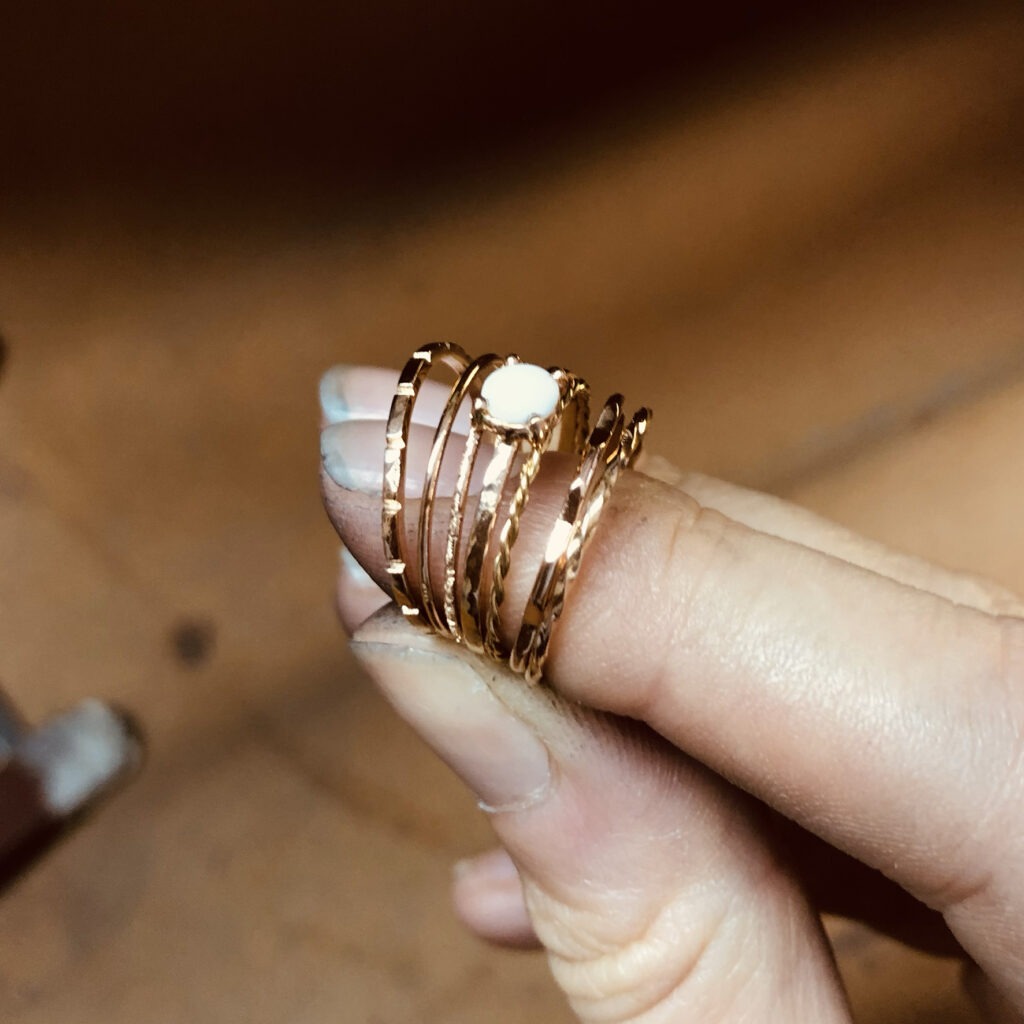 bague porcelaine or semainier or porcelaine 7 bagues or bagues sur-mesure semainier astrid C