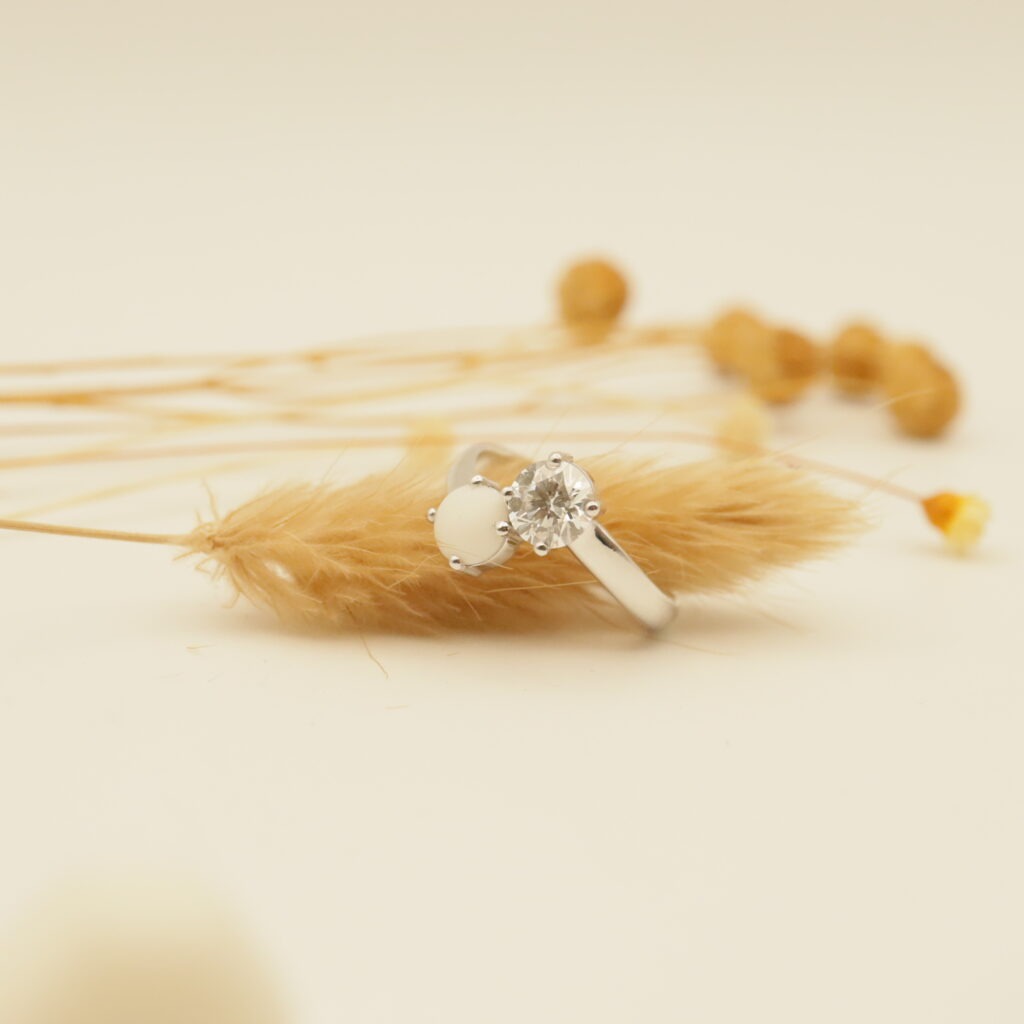 bague toi & moi bague diamant porcelaine bague or céramique bague or blanc bague sur-mesure bague Astrid C